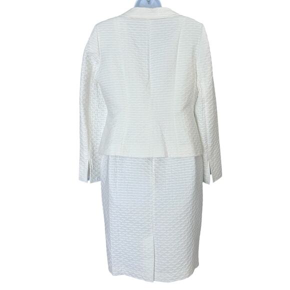 Albert Nipon Textured Three-Button Jacket & Matching Dress Women's 6 White NEW - Picture 4 of 10